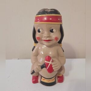Native American Indian Chalk Chalkware Figurine Bank Statue Carnival Duquesne
